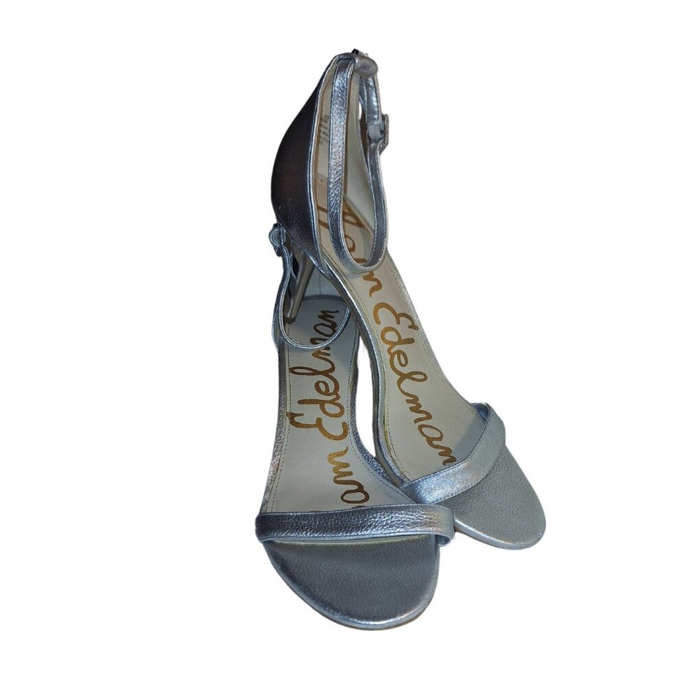 Sam Edelman Metallic Silver Ankle Strap Sandal with Heel Size 10 – Bridal - Picture 5 of 9